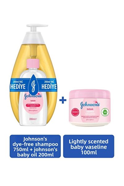 Johnson's شامبو جونسون للأطفال 750+ زيت 200 مل + فازلين للأطفال معطر خفيف 100 مل