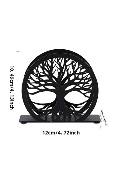 VENON Black Tree of Life Round Metal Napkin Holder Table Restaurant Coffee Shop Hotel Napkin Holder Organizer