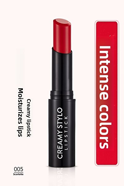 Flormar أحمر شفاه شبه لامع - أحمر شفاه كريمي ستايلو -005 سكارليت-8682536013659