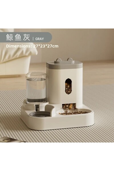 Choice 2l L Gray Automatic Feeder Dog Cat Food Bowl With Water Fountain Large Capacity Pet Food Storage Dis