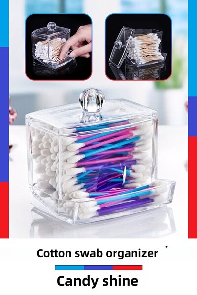 CandyShine منظم أعواد القطن الكلاسيكي الفاخر، منظم مستحضرات التجميل الحديث، م...
