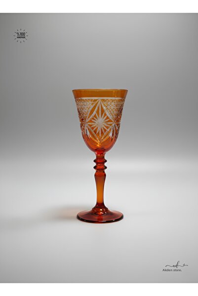 AKDEN STORE Crystal Cut Decorative Footed Water Glass, Footed Goblet