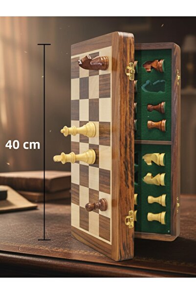 moryconcept Magnetic Wooden Foldable Chess Set – with Piece Box, Stylish and Durable Design 40 cm