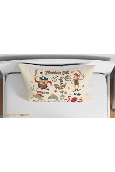 Erays Home Pirate Themed Pirates 3D Digital Printed Single Size Sheetless Boys' Duvet Cover Set