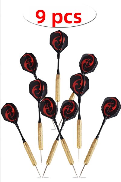 Delta Professional 9-Piece Dart Arrow Set 24 Gram Dart Arrow |   9 Pieces Gold Body Steel Tip High Accuracy