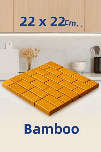 TARIK HOME 2 Pieces Decorative Natural Bamboo Trivets 22X22 cm - Heat Resistant, Modern, under Pot Teapot