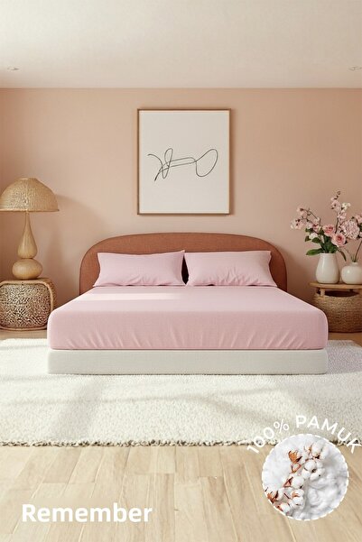 Anılsan Plain Powder Elastic Ranforce Bed Sheet 100% Cotton Single/Double Size Home, Hotel Bed Sheet