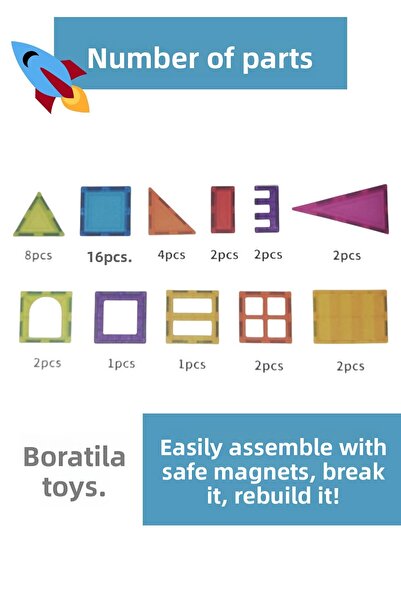 Bmag Magnetic Tiles Magnetic Tiles Colorful 42 Pieces Magnetic Building Magnetic Blocks