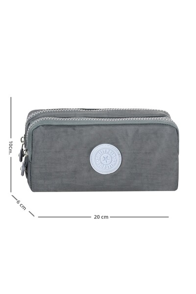 Waddell Licensed Crinkle Fabric Unisex Double Compartment Pen Holder Bag Light Gray