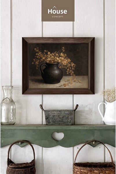 Hane Concept Vază de epocă și pictură cu flori, imprimare artistică în stil r...