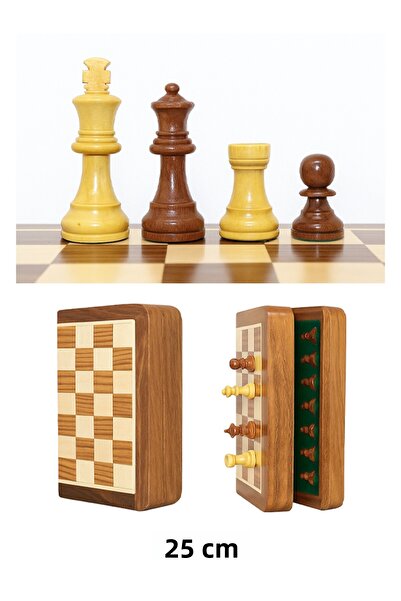 moryconcept Chess Set with Special Varnished 25 cm Magnetic Stones and Wooden Foldable Box