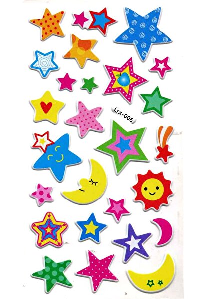 Limmy Autocolant Autocolant în relief (LRX006)-18x9 cm- Stele și lună cu modele