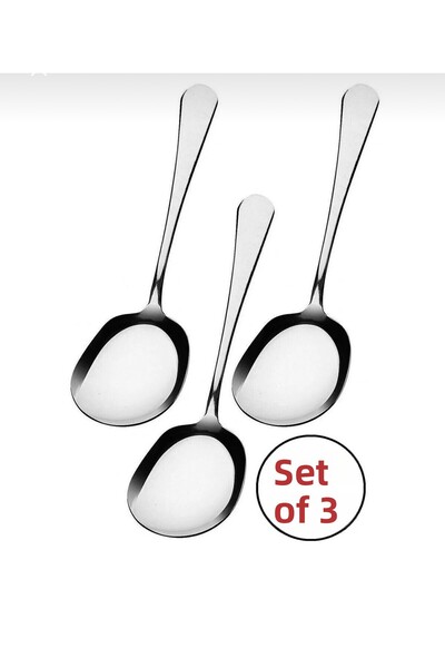 Pembelia Life 3 Pieces Stainless Steel Serving Presentation Spoon 21 cm Metal Spoon
