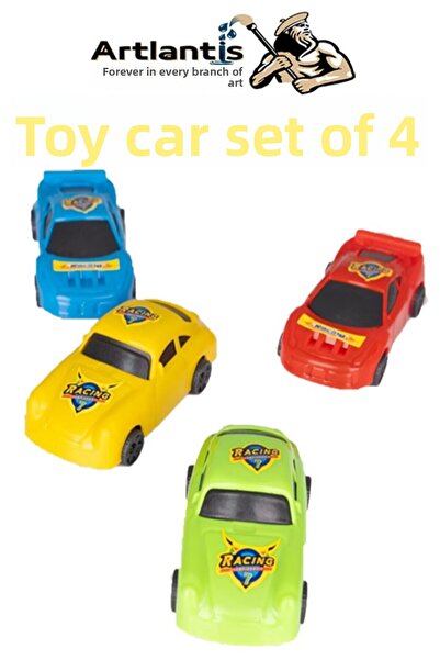 Artlantis 4-Piece Plastic Colorful Toy Car Set Colorful Racing Cars Sports Ca...