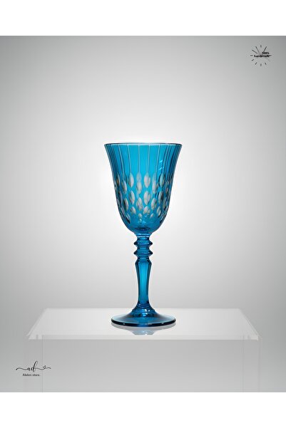 AKDEN STORE Crystal Cut Decor Handcrafted Footed Goblet, Water Cup