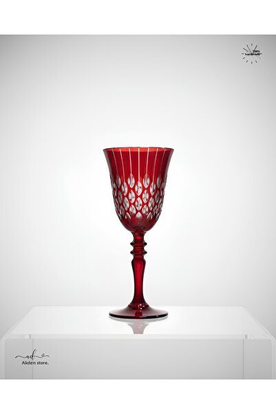 AKDEN STORE Crystal Cut Decor Handcrafted Footed Goblet, Water Cup