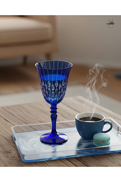 AKDEN STORE Crystal Cut Decor Handcrafted Footed Goblet, Water Cup