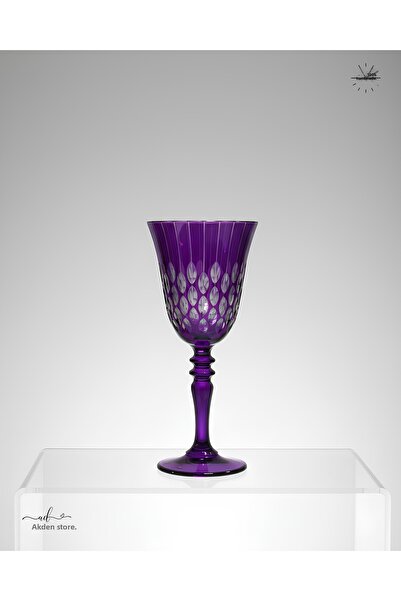 AKDEN STORE Crystal Cut Decor Handcrafted Footed Goblet, Water Cup