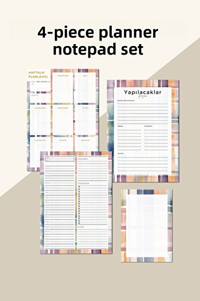 Chi-Chi Papers 4-Piece Planner Notepad Set for Beginners – Notes and To-Do Li...