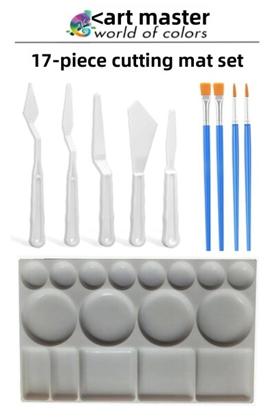 Artmaster Paletă de pictură din plastic cu 17 compartimente pentru birou, 5 s...