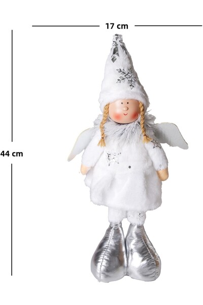 Herdekora Χριστουγεννιάτικο στολίδι, Φιγούρα Νεράιδας με Φτερά, Λευκό - Σε Ασημένια Παπούτσια, 17x44 εκ.