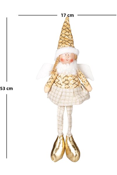 Herdekora زينة عيد الميلاد، تمثال جنية جالسة بأجنحة، ذهبي - 17×53 سم