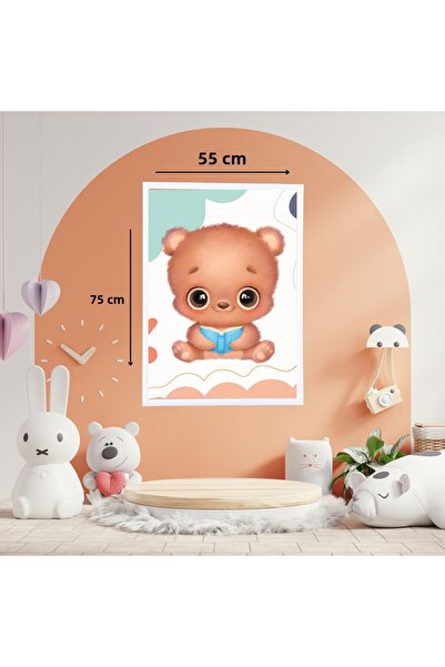 mixefor Cute Teddy Bear Baby Room Painting White Framed Canvas Print Painting