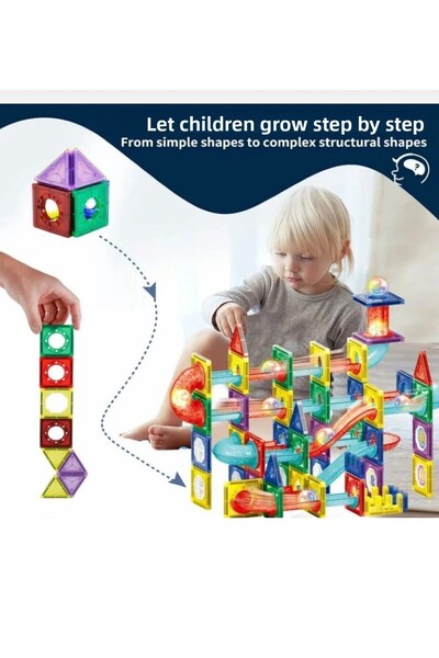 H.H.M ŞENVER TİCARET Magnetic Blocks and Lighted Track Ball 105 Pieces