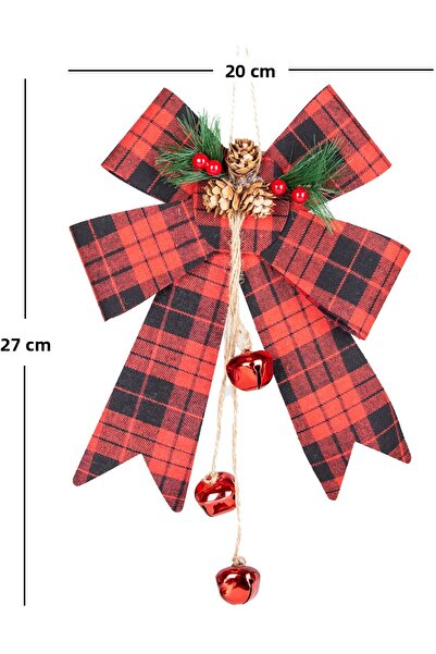 Herdekora Christmas Ornament, Bow, Christmas Decorated, Plaid, Red-Black - 20X27 cm