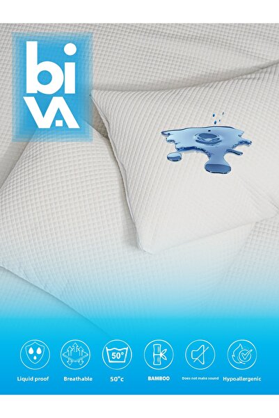 BİVA Bamboo Liquid-Proof Visco Pillow Cover Quilted Pillow Cover with Zipper ...