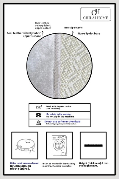 Chilai Home Mohe 2-Piece Bath Mat Set, Non-Slip Base Bathroom Rug 60X100 50X60Cm Djtbanyo