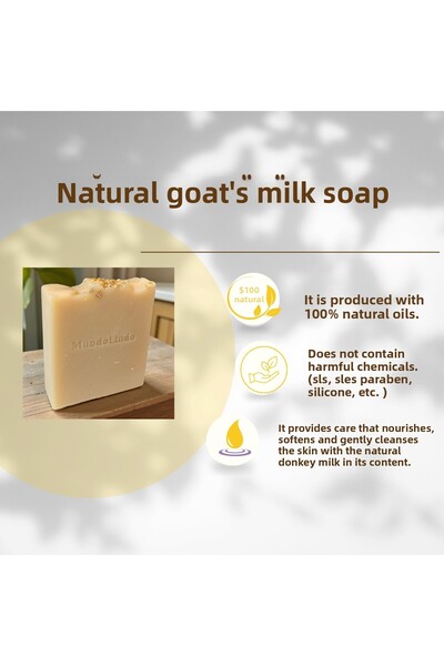 MundoLindo صابون صلب من حليب الحمار الطبيعي 100 جرام مع كيس بتصميم خاص