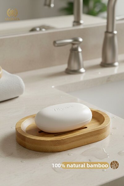 Ulgenex 2 Pieces Oval Luxury Natural Bamboo Solid Soap Dish, Bathroom & Kitch...