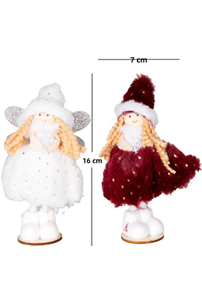 Herdekora Christmas Ornament, Fairy Figure, Red-White - Standing, Wooden Base, Gold Polka Dot Dress, S