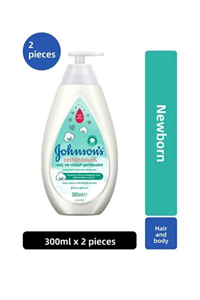 Johnson's شامبو كوتون تاتش للشعر والجسم لحديثي الولادة - 300 مل × 2