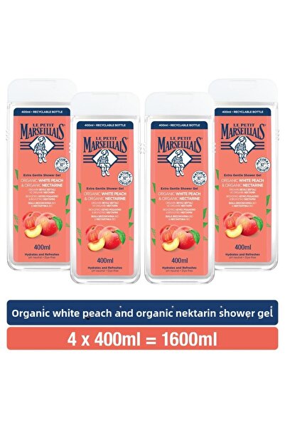 Le Petit Marseillais Organic White Peach & Nectarine Shower Gel 400 ml X4