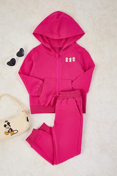 TRENDYOLKIDS طقم فوشيا*001 مكون من قطعة علوية وسفلية محبوكة مع شعار TKDAW25AU00040