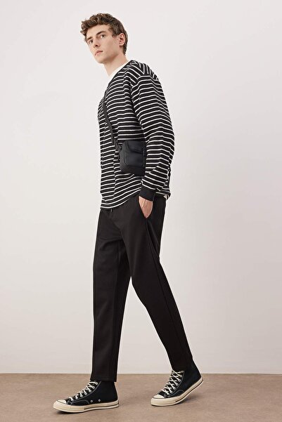 Trendyol Collection Чорні чоловічі штани прямого крою TMNAW26PL00012