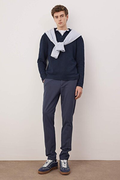 Trendyol Collection Navy Blue Regular Fit Textured Comfortable Men's Trousers Tmnaw26Pl00007