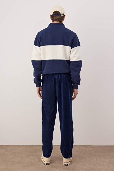 Trendyol Collection Navy Blue Regular Cut Open Leg Fleece Pajama Bottoms Tmnaw26Pj00003