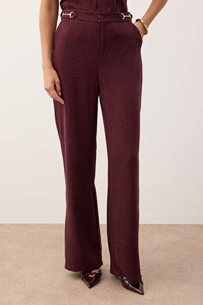 Trendyol Collection Plum Sleeveless Blouse Belt Buckle Wide Leg Pants Woven Bottom - Top Set Twoaw26Au00121