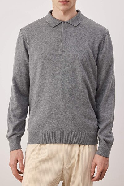 Trendyol Collection Gray Regular Polo Neck Plain Sweater Tmnaw26Kz00009
