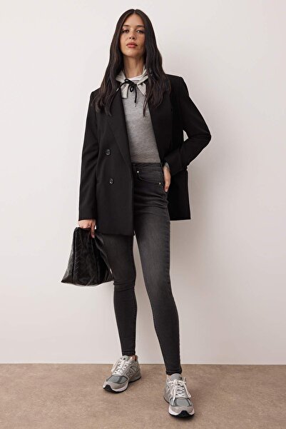 Trendyol Collection Anthracite High Waist Skinny Jeans Twoaw26Je00254