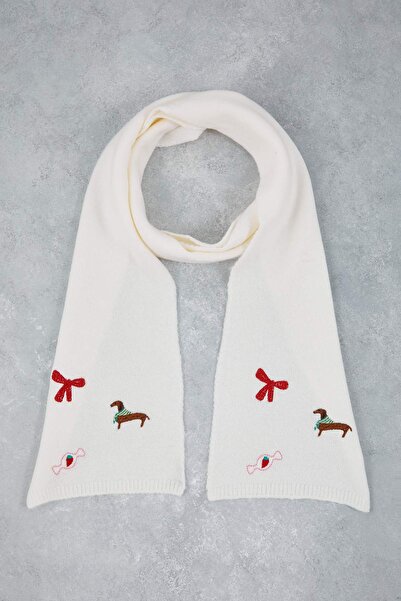 Trendyol Collection Ecru Embroidery Detailed Scarf & Beanie Set Twoaw26As00001