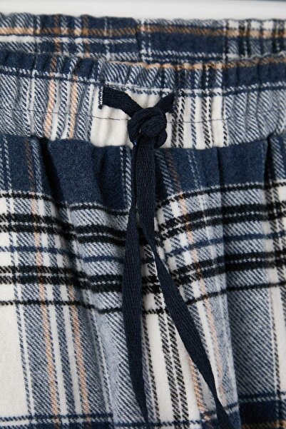 Trendyol Collection Синій широкий крій картатий / картатий тканий піжамний штани TMNAW24PJ00019