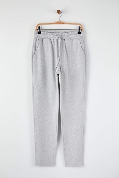 Trendyol Collection Gray Melange Regular/Normal Cut Open Leg Sweatpants Tmnaw26Ea00016