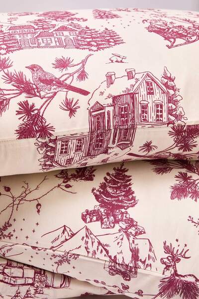 TRENDYOLMİLLA HOME Dvojitá sada povlečení s vánočním motivem, snadno se žehlí, 200x220 cm TPHAW26CKN00011