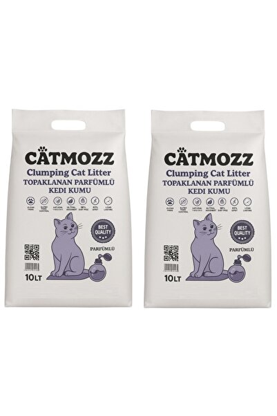 CatMozz Premium Ince Taneli Topaklanan Özel Parfümlü Bentonit Kedi Kumu 10 Lt...