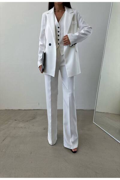 MYGİYİMİSTANBUL طقم فستان بالازو مكون من 3 قطع - سترة وسترة وبنطلون