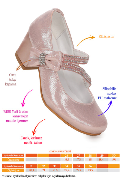 Kiko Kids Aisha Vakko Günlük Kız Çocuk 4 Cm Topuklu Abiye Ayakkabı